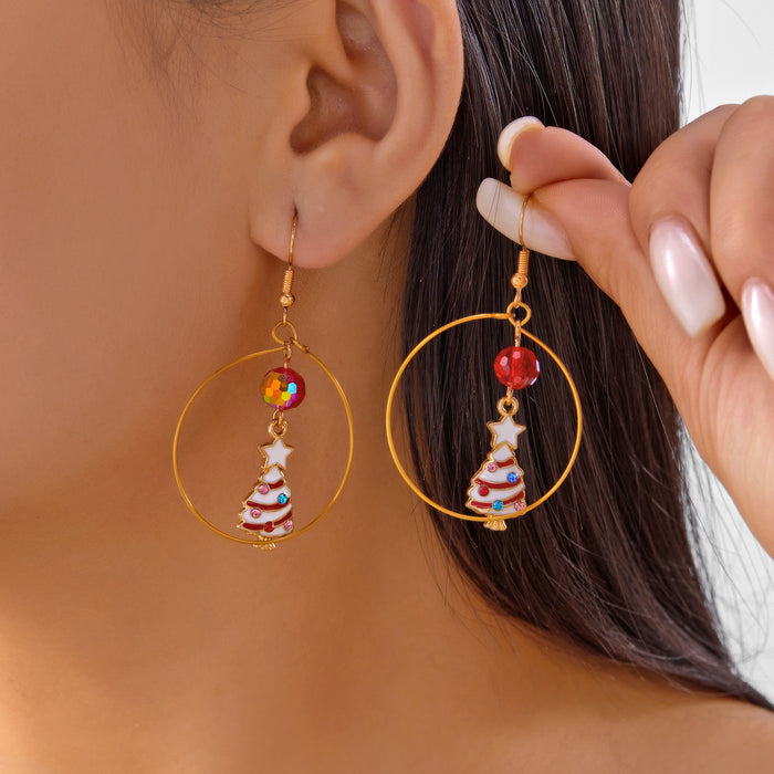 Wholesale Christmas earrings for women,  high-end cartoon Christmas tree cane snowman earrings,  earrings for Christmas gifts