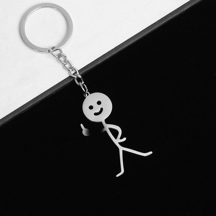 Wholesale Stainless Steel Graffiti Villain Shape Couple Keychain JDC-KC-Aohong004