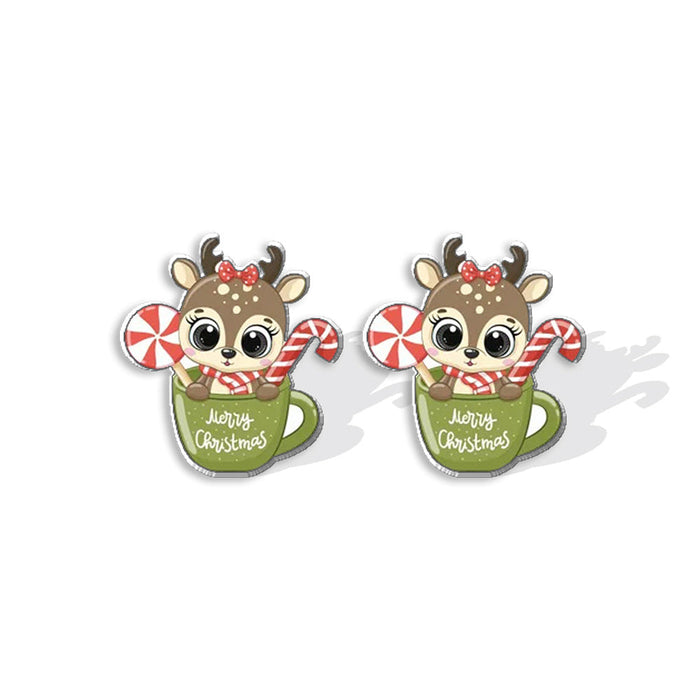 Wholesale Earrings Acrylic Christmas Moose Mug Cat JDC-ES-XiangL078