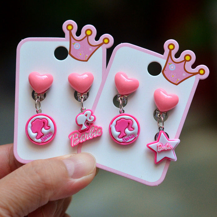 Wholesale Resin Girls Love Princess Necklace Bracelet Ear Clip Ear Stud Set JDC-ES-SLL001