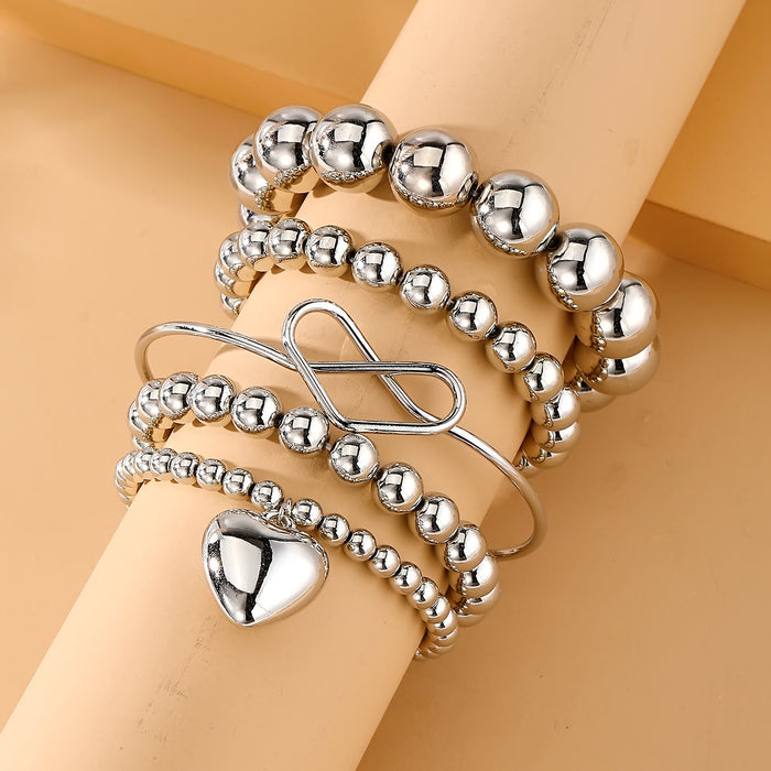 Wholesale Round Bead Love Alloy Bracelet 3-piece Set JDC-BT-HanShi001