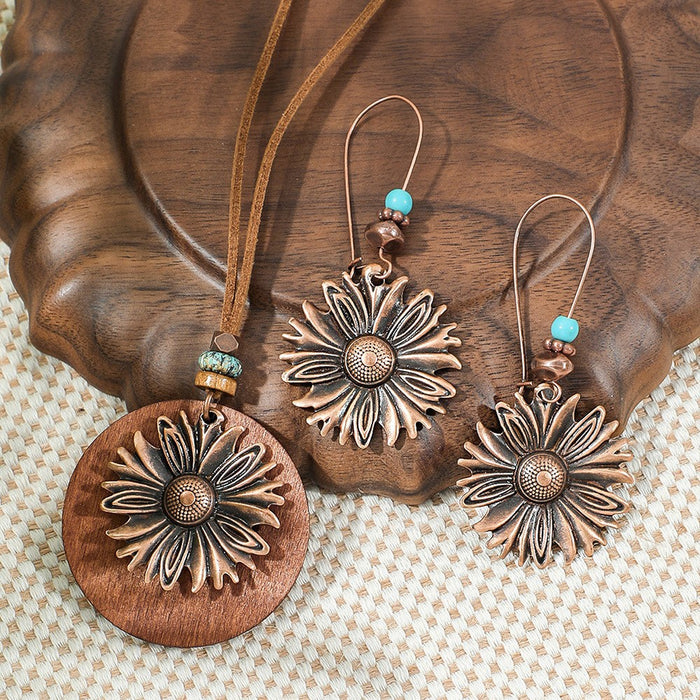 Wholesale Bohemian Handmade Tassel Earring and Necklace Set Alloy Geometric Circle Fashion MOQ≥2