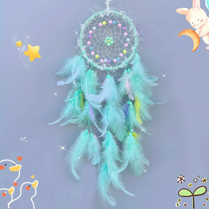 Wholesale Handwoven Dreamcatcher Hanging Decoration Cream Pink Floral Kids Room Home Decor MOQ≥2