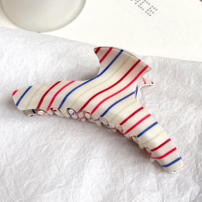 Wholesale Colorful Striped Large Shark Hair Clip PVC Fashion Accessory