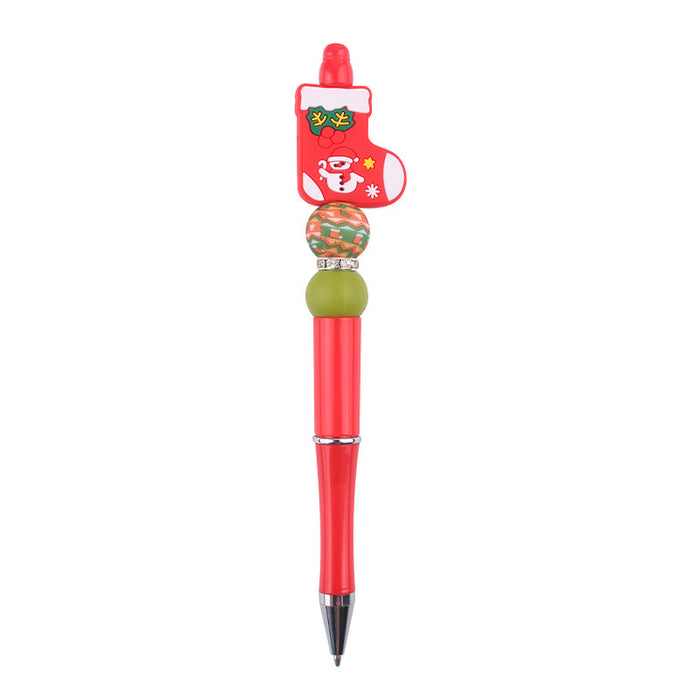 Wholesale Cartoon Christmas Silicone Plastic Bead Pen JDC-PN-GuangTian014