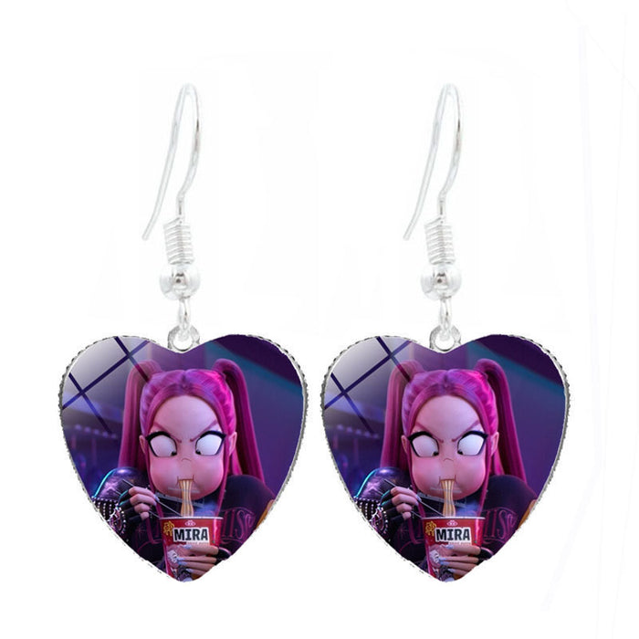 Wholesale Kpop Heart-shaped earrings cartoon anime personalized ear hooks and earrings