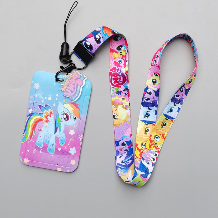 Wholesale Cartoon Pony Long Rope Lanyard Keychain ID Set  Pendant