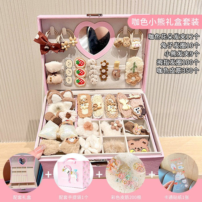 Wholesale Children' s New Headwear Girl Birthday Gift Jewelry Box Princess Girl Hair Accessories Set Gift Box Baby Hair Clip