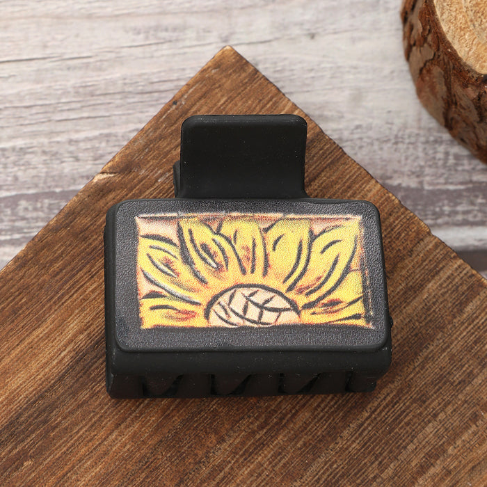 Wholesale West Wind Sunflower Cactus Leather Shark Clip Grab Clip Women Hairpin