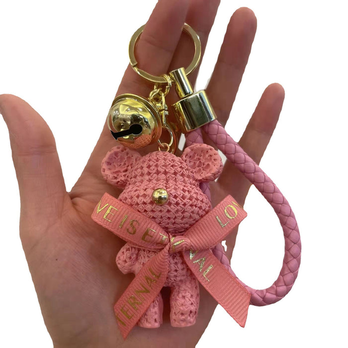 Wholesale resin wool bear doll keychain pendant female cute couple bag ornaments car keychain