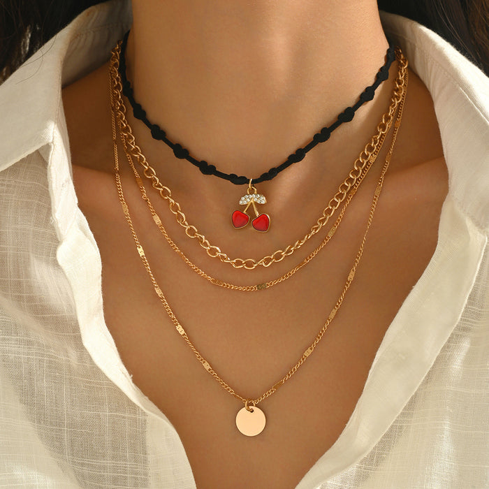 Wholesale Multi-Layer Sun Pendant Necklace Gold Alloy Trendy Fashion Accessory