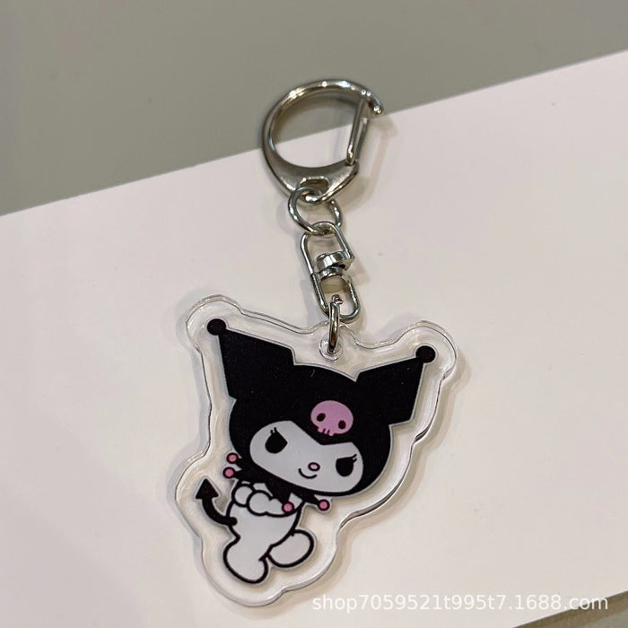 Wholesale Double-sided Keychain Cute Cartoon Book Bag Pendant Transparent Pendant Acrylic Keychain for Men and Women