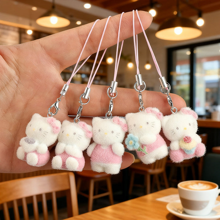 Wholesale 3D Flocked Kitten Charm  Cute Keychain