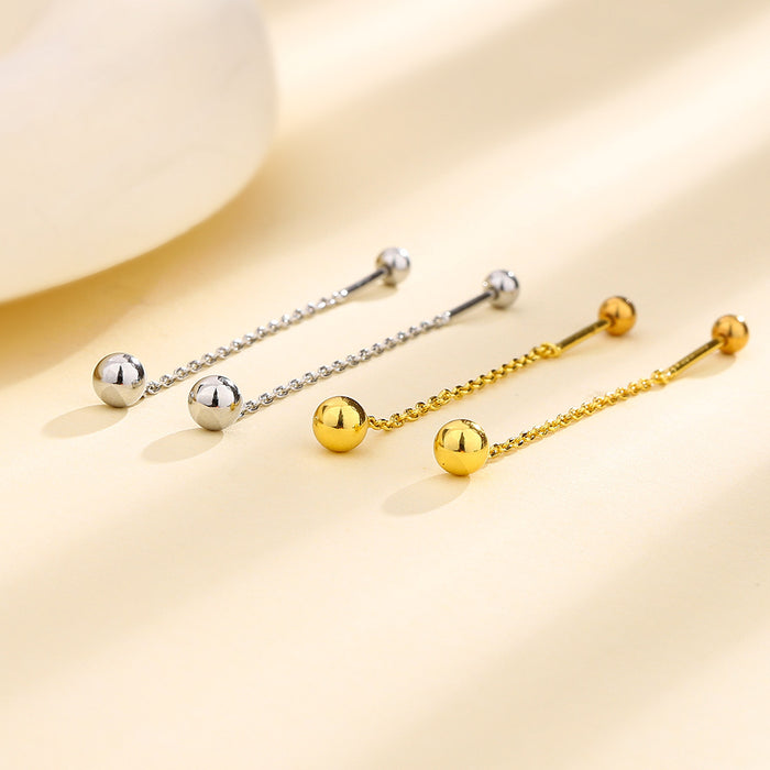 Wholesale Geometric double headed bead earrings with extremely simple and long chain tassel design