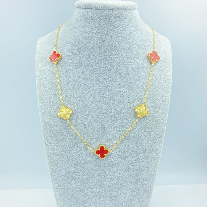 Wholesale 13MM titanium steel 5-link necklace  four-leaf clover necklace