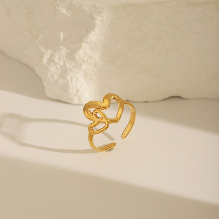 Wholesale Ring stainless steel light luxury personalized design ring gold bracelet