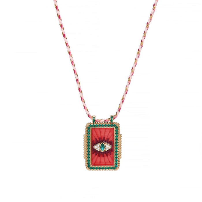 Wholesale Trendy Tarot Card Pendant Necklace Abalone Shell Inlay Copper Electroplated Women S Fashion Jewelry Gift