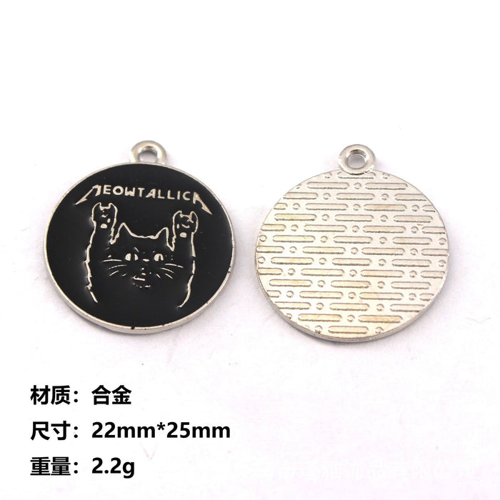 Wholesale 10pcs Cute Black Cat Dagger Alloy Oil Dropping Funny Jewelry Pendant Keychain Pendant Accessories