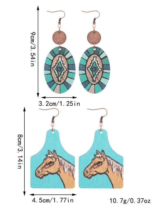 Wholesale Sunflower Cactus Horsehead Wooden Eardrops Earrings