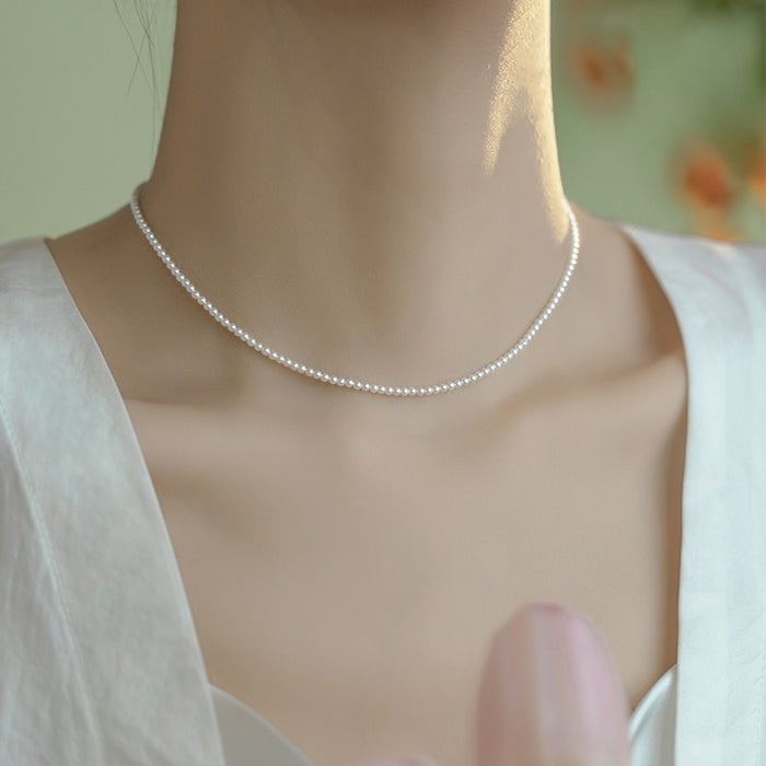 Wholesale 2mm Ultra-fine  Millet Pearl Necklace Women's Accessible  Clavicle Necklace