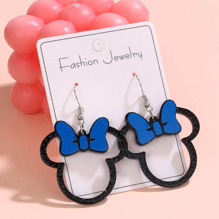 Wholesale Multicolor Bow Hollow Acrylic Earrings Cute Cartoon Character Earrings Ladies Gift