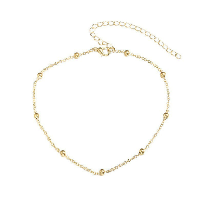 Wholesale short beaded clavicle chain ins simple fashion metal chain beaded neck chain