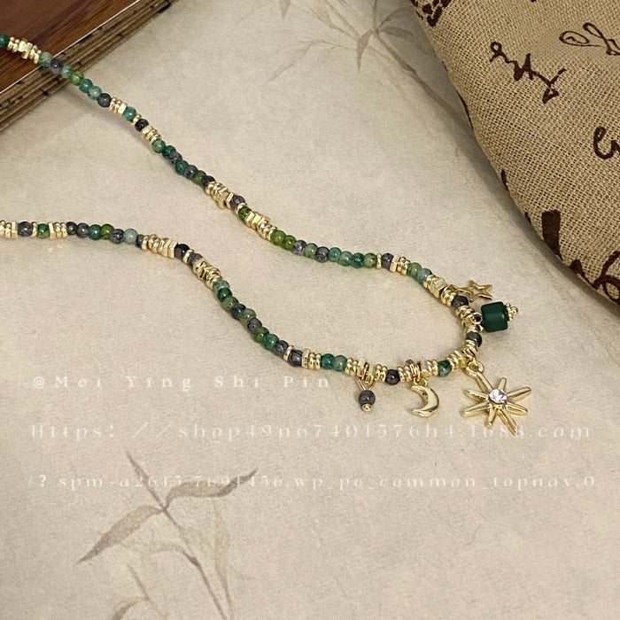 Wholesale sunflower pendant beaded necklace versatile stacked clavicle chain gift