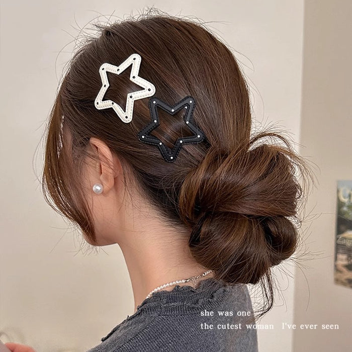 Wholesale Wave point leather hair clip with broken hair on the forehead, bangs clip, simple edge clip, hair clip headband