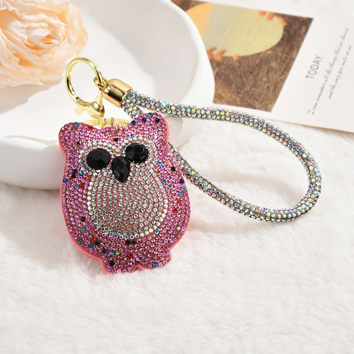 Wholesale Rhinestone-Embellished Velvet Owl Keychain