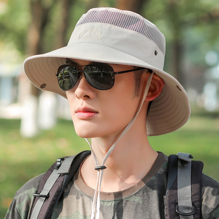 Wholesale portable fisherman hat men's outdoor fishing cap mesh breathable