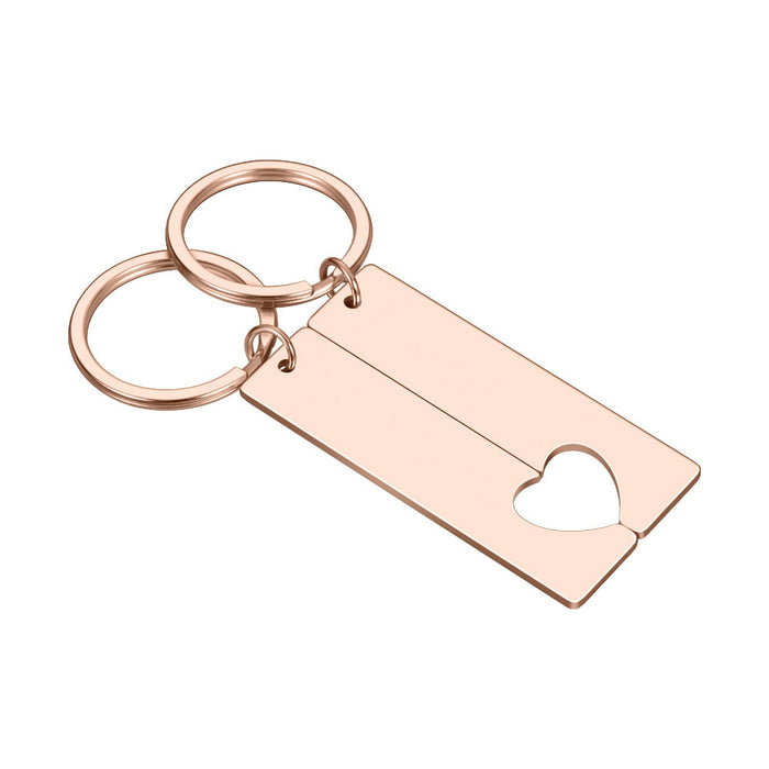 Wholesale Stainless steel mirror polished blank combinable heart-shaped keychains