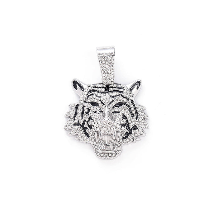 Wholesale Alloy Three-Dimensional Full Diamond Tiger Pendant Necklace  Jewelry
