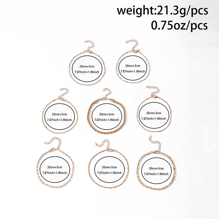 Wholesale Alloy Jewelry Personalized Stacked Bracelet Set Fashionable Multi layer Chain Bracelet with Eight Cuban Chains