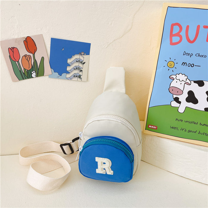 Wholesale Children's bag, letter contrasting chest bag, stylish baby change, nylon crossbody bag