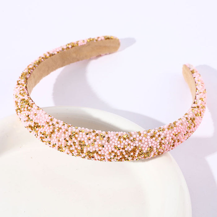 Wholesale Colorful Full Diamond Headband High-End Versatile Dopamine Color Headband Shiny Pearl Headband Hair Accessories