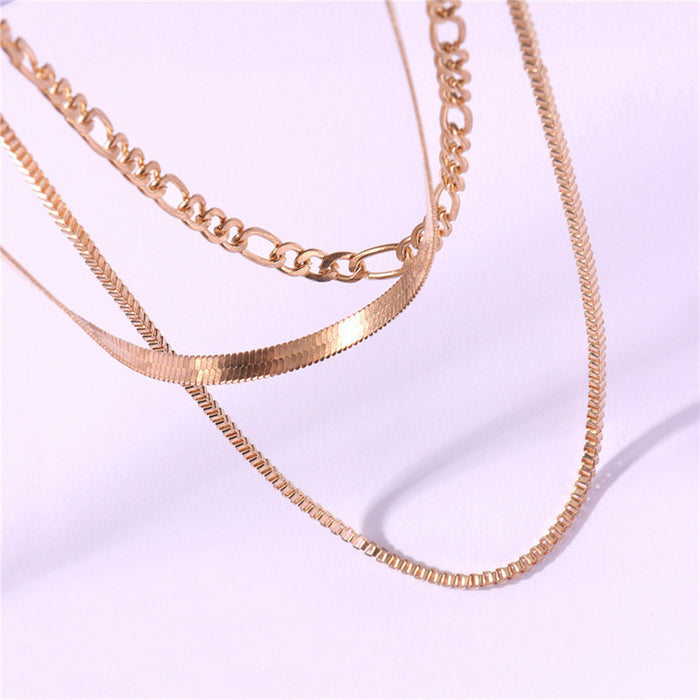Wholesale Fashion Simple Multi-layer Stacked Necklace Short Three-layer Necklace Clavicle Chain