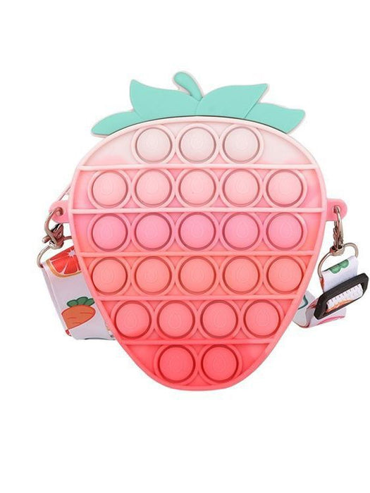 Wholesale Cute Silicone Crossbody Wallet for Girls Red Strawberry Bow Design