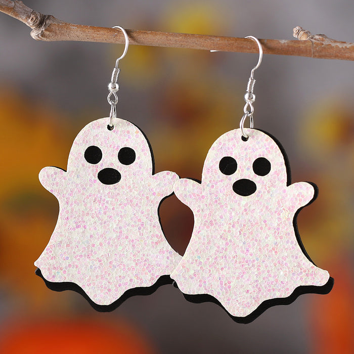 Wholesale  Cute Ghost Sequins Pendant Earrings Multi-layer Gothic Style Double-sided Ear Jewelry