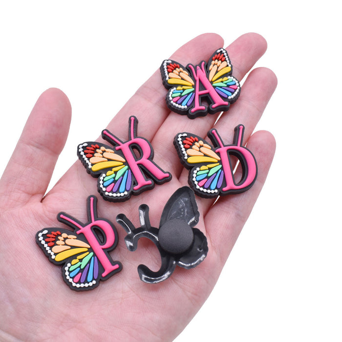 Wholesale 100 PCS PVC Cartoon Butterfly Alphabet DIY Shoe Buckles JDC-SC-RYY004