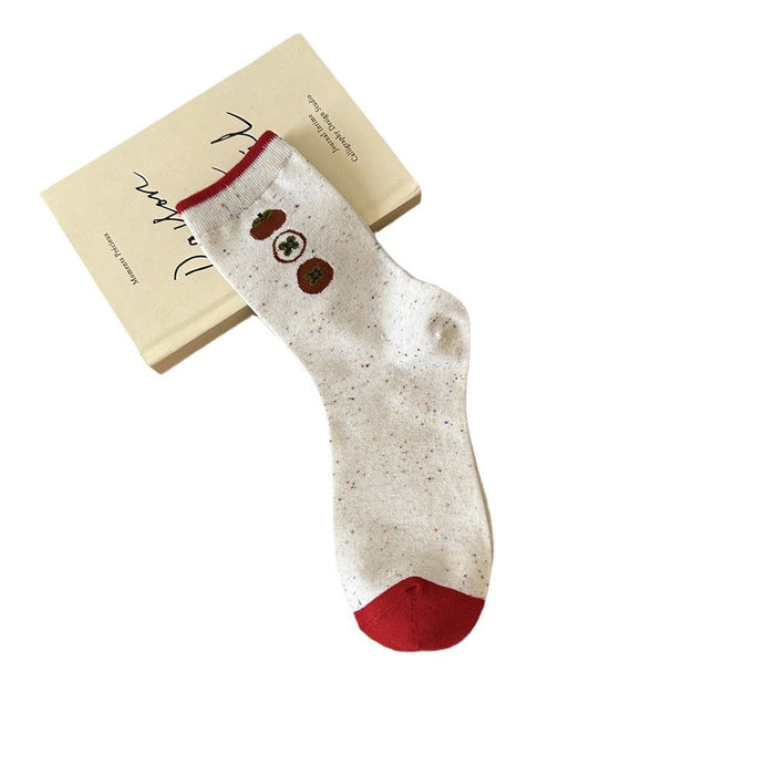 Wholesale Red Socks Children's Middle Socks Flower Bow Pile Cotton Socks
