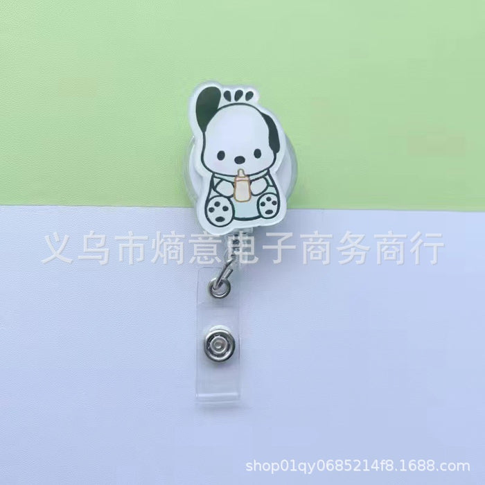Wholesale Cute Cartoon Retractable Hanging Buckle Badge Reels Keychains
