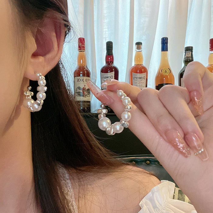 Wholesale Pearl and Zircon Heart Earrings
