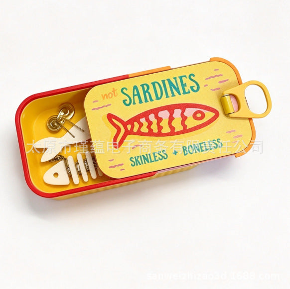 Wholesale Plastic Sardine Tin Jewelry Box Fishbone Earring Organizer European Style Boutique Resale