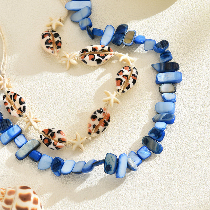 Wholesale New Natural Freshwater Shell Stained Bead Sea Star Shell Necklace Accessories Ocean Jewelry