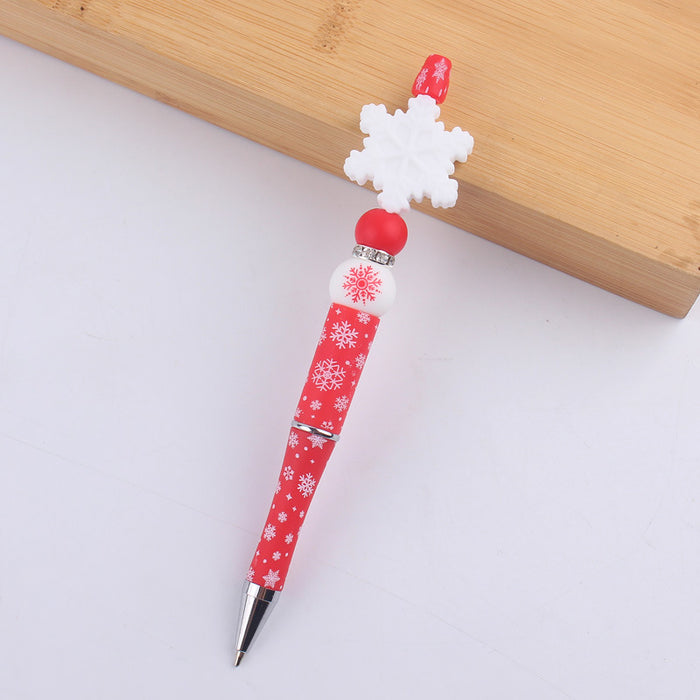 Wholesale Cartoon Christmas Santa Claus Silicone Plastic Bead Pen JDC-PN-GuangTian010