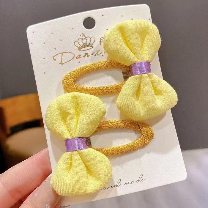 Wholesale New Children' s Hair Clip: Yellow Floral Bow Hair Accessory