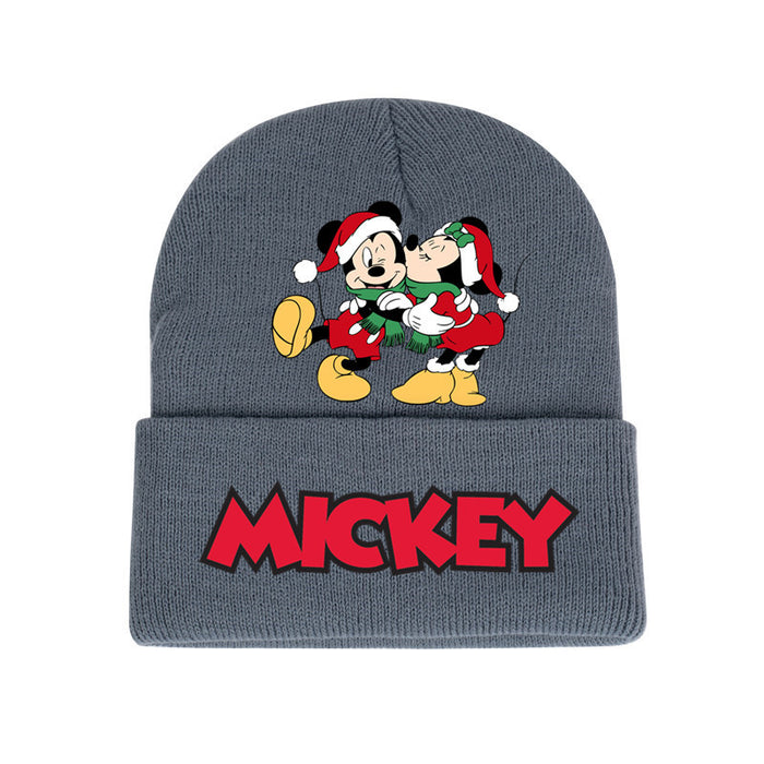 Wholesale Mickey Color Knitted Hat Foreign Trade New Fashion Black Printed Wool Hat Autumn and Winter Warm Ear Protection Hat JDC-FH-WDM013