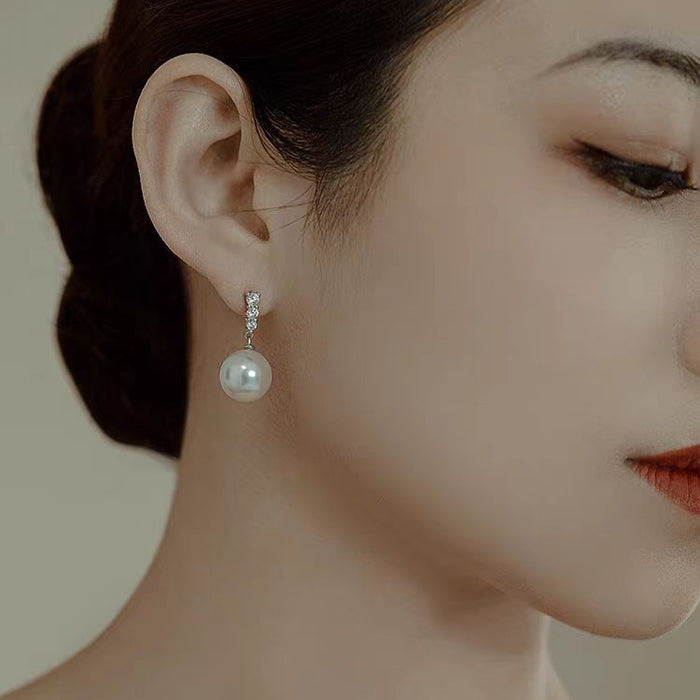 Wholesale   Pearl S925 Silver Ear Women's  Simple  Earrings High-end Earrings