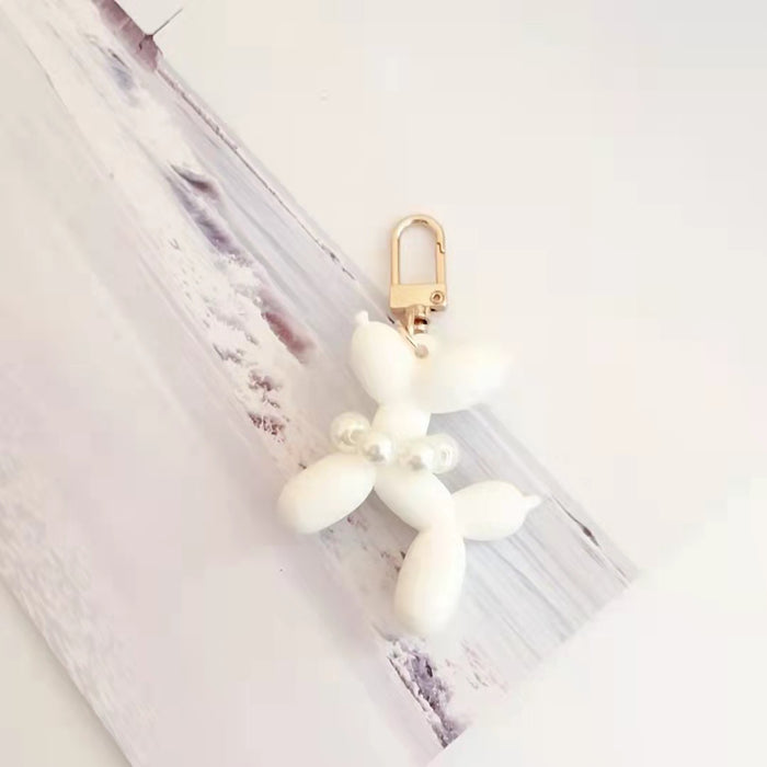 Wholesale  Pearl puppy car key chain pendant cute cartoon balloon dog bag decoration