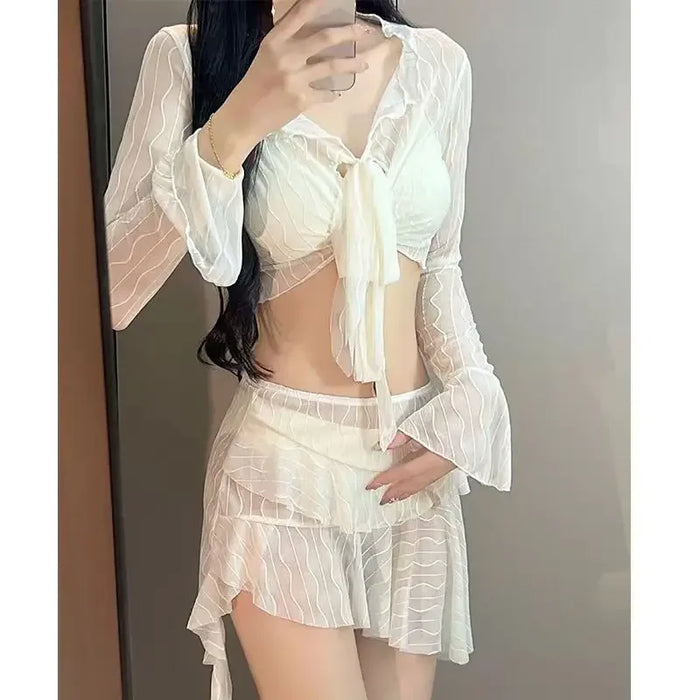 Wholesale New 4-piece swimsuit women's bikini vacation beach long sleeved hot spring feeling